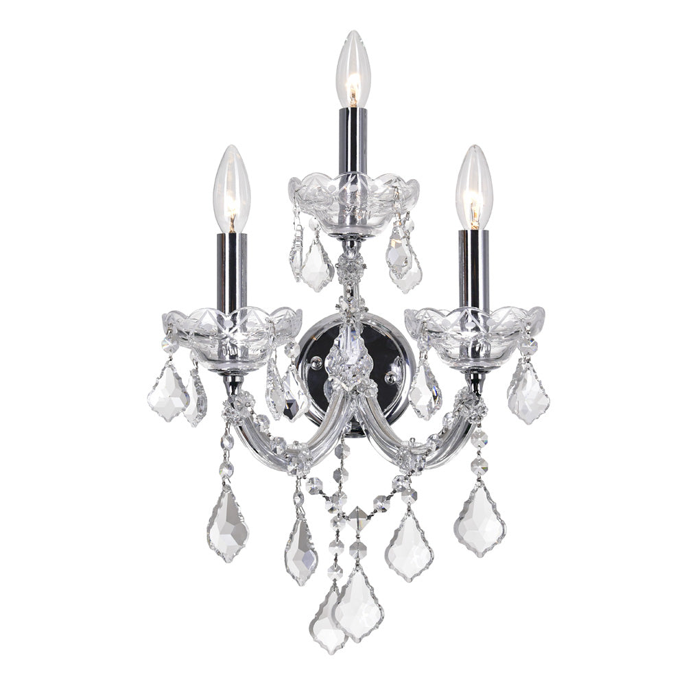 Maria Theresa Three Light Wall Sconce in Chrome - available from The Lighting Shoppe, trusted by Canadian homeowners