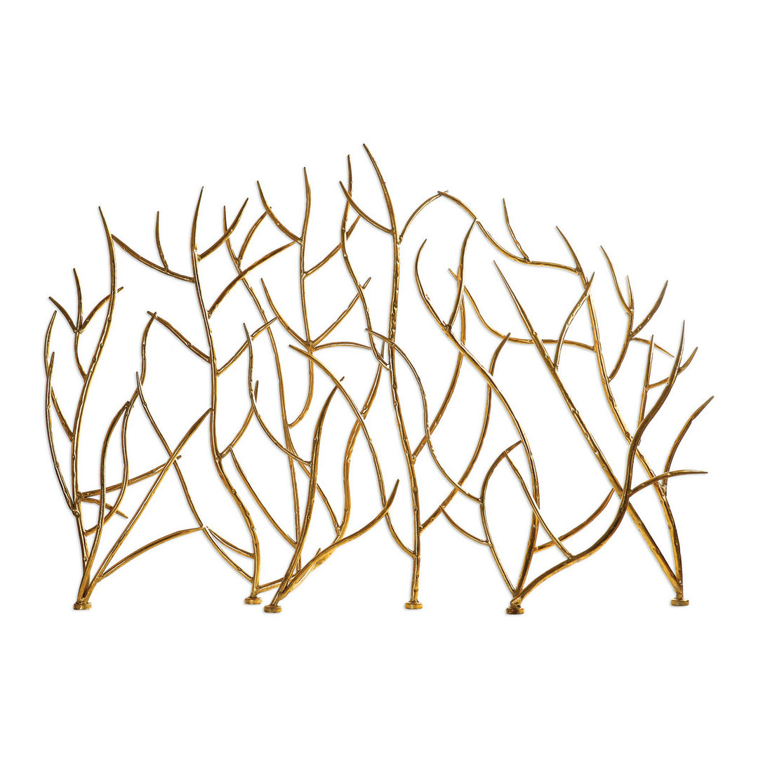 Gold Branches Fireplace Screen in Bright Gold Leaf - available from The Lighting Shoppe, trusted by Canadian homeowners