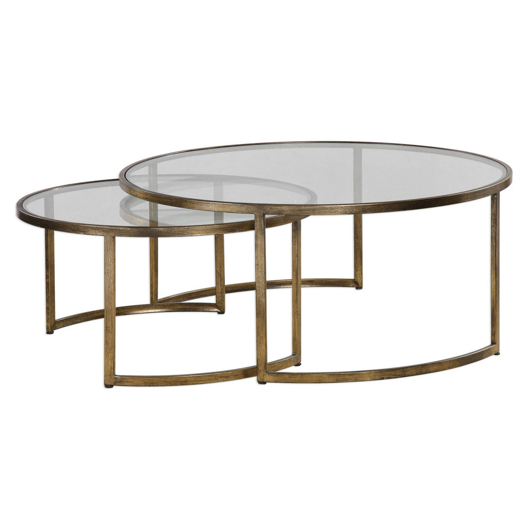 Rhea Coffee Tables S/2 in Antiqued Gold Leaf - available from The Lighting Shoppe, trusted by Canadian homeowners