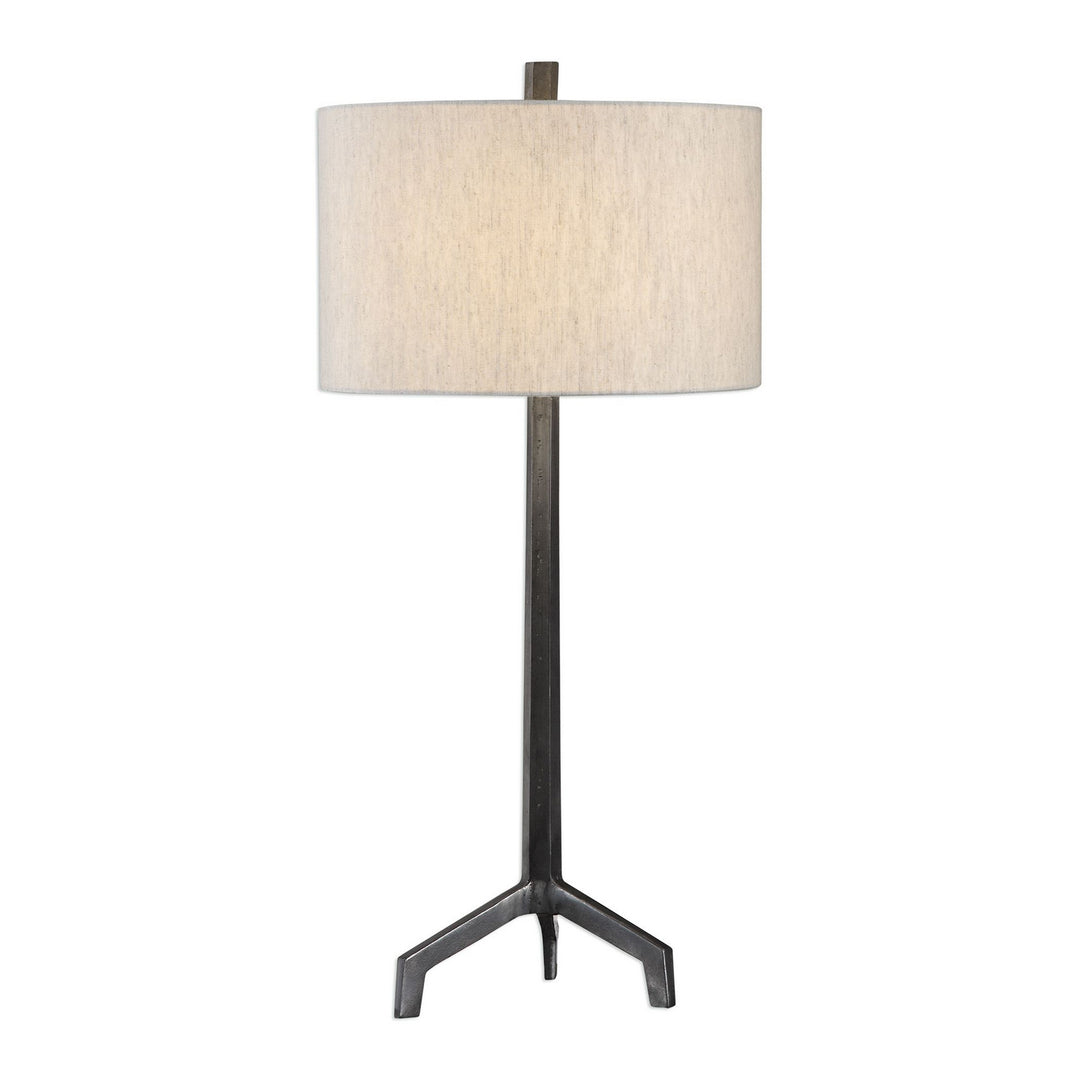 Ivor One Light Table Lamp in Raw Steel And Burnished Distressing - available from The Lighting Shoppe, trusted by Canadian homeowners