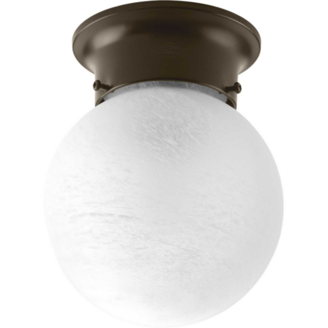 Globe - Alabaster One Light Flush Mount in Antique Bronze - available from The Lighting Shoppe, trusted by Canadian homeowners