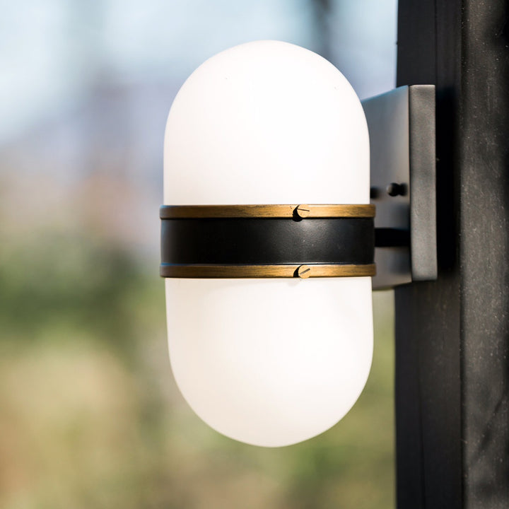 Crystorama - CAP-8501-MK-TG - One Light Outdoor Wall Sconce - Capsule - Matte Black + Textured Gold