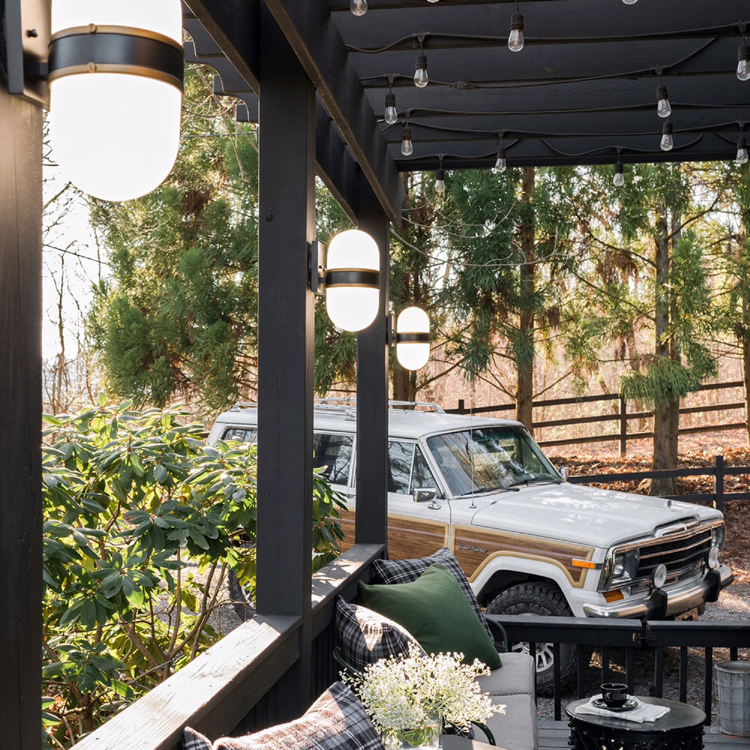 Crystorama - CAP-8501-MK-TG - One Light Outdoor Wall Sconce - Capsule - Matte Black + Textured Gold