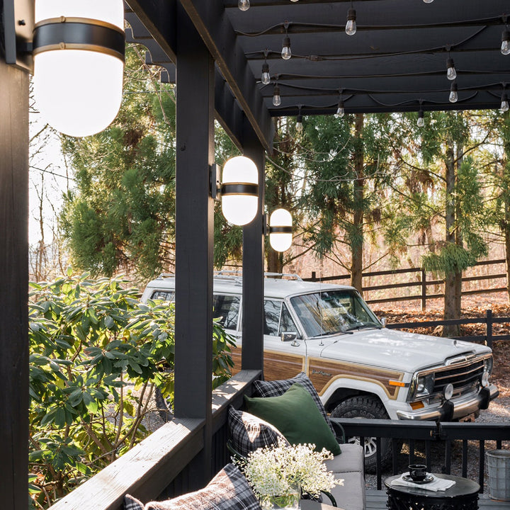 Crystorama - CAP-8501-MK-TG - One Light Outdoor Wall Sconce - Capsule - Matte Black + Textured Gold