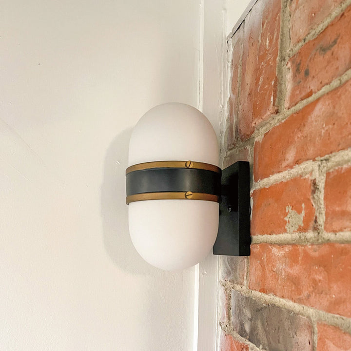Crystorama - CAP-8501-MK-TG - One Light Outdoor Wall Sconce - Capsule - Matte Black + Textured Gold