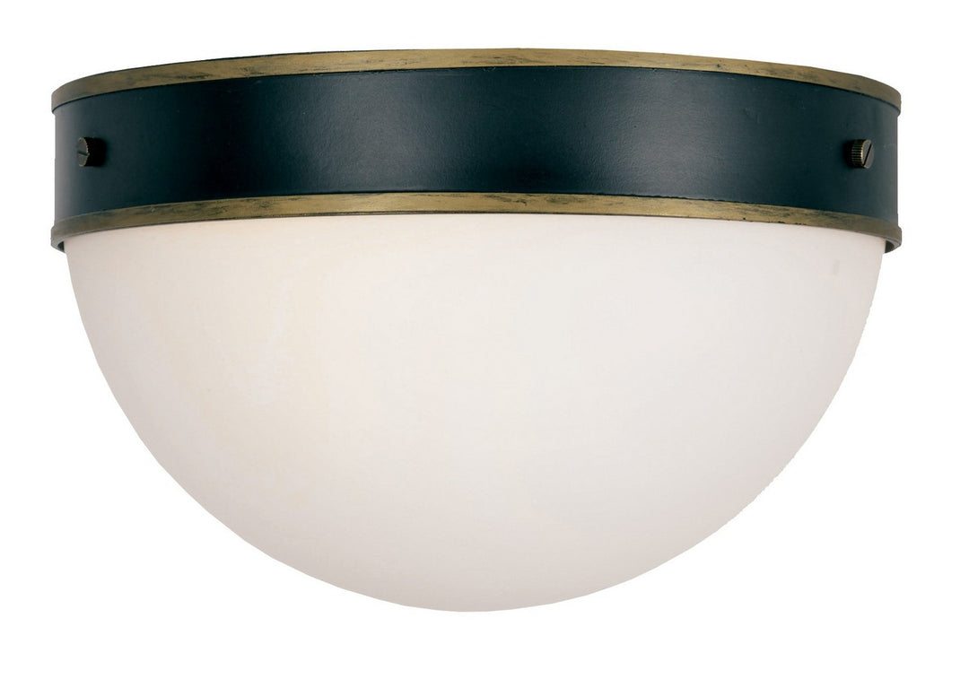 Capsule Two Light Outdoor Flush Mount in Matte Black + Textured Gold - available from The Lighting Shoppe, trusted by Canadian homeowners