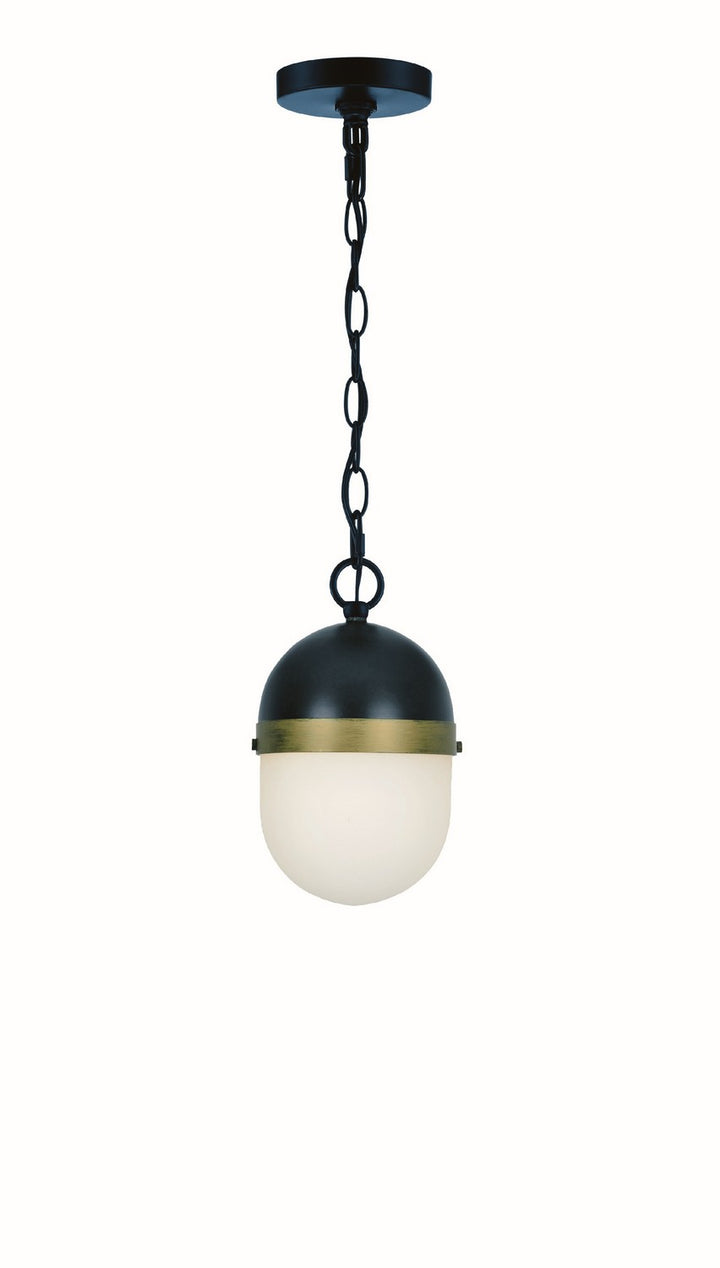 Capsule Three Light Outdoor Pendant in Matte Black + Textured Gold - available from The Lighting Shoppe, trusted by Canadian homeowners
