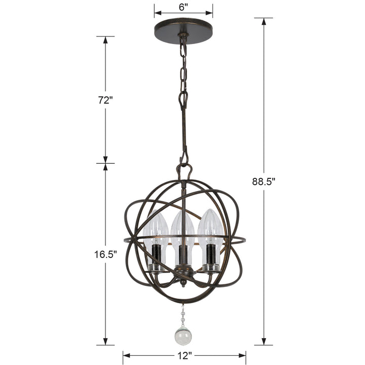 Crystorama - SOL-9325-EB - Three Light Outdoor Chandelier - Solaris - English Bronze