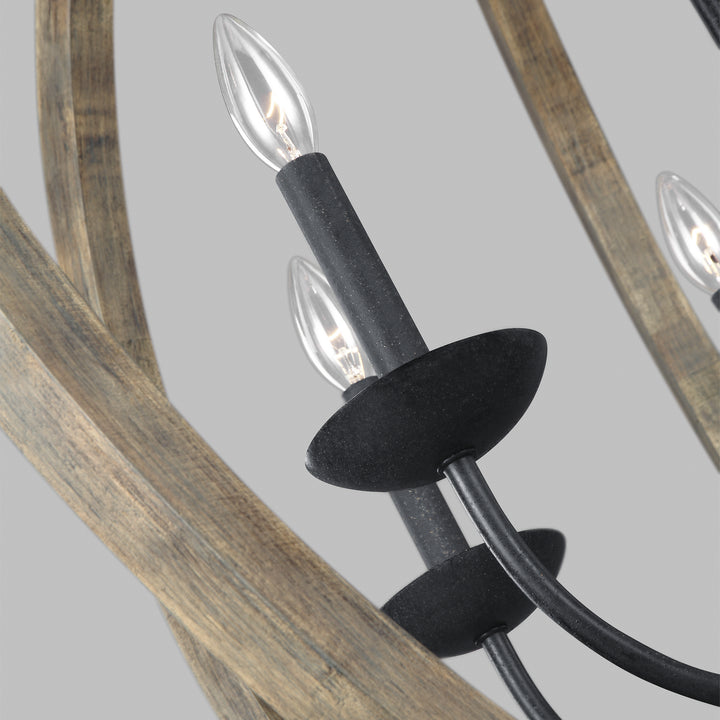 Visual Comfort Studio Canada - F3186/6WOW/AF - Six Light Pendant - Allier - Weathered Oak Wood / Antique Forged Iron