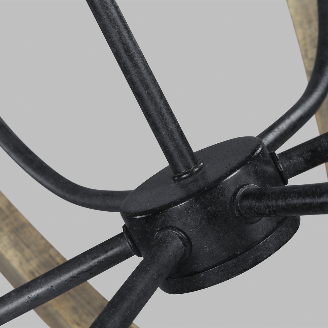 Visual Comfort Studio Canada - F3186/6WOW/AF - Six Light Pendant - Allier - Weathered Oak Wood / Antique Forged Iron