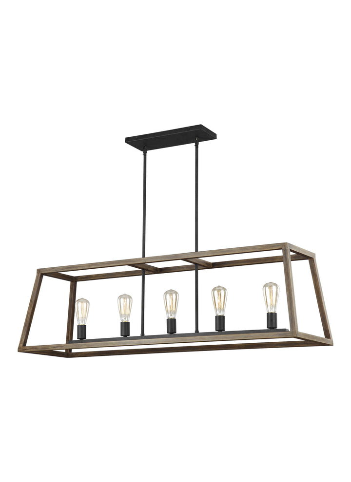Visual Comfort Studio Canada - F3193/5WOW/AF - Five Light Linear Chandelier - Gannet - Weathered Oak Wood / Antique Forged Iron