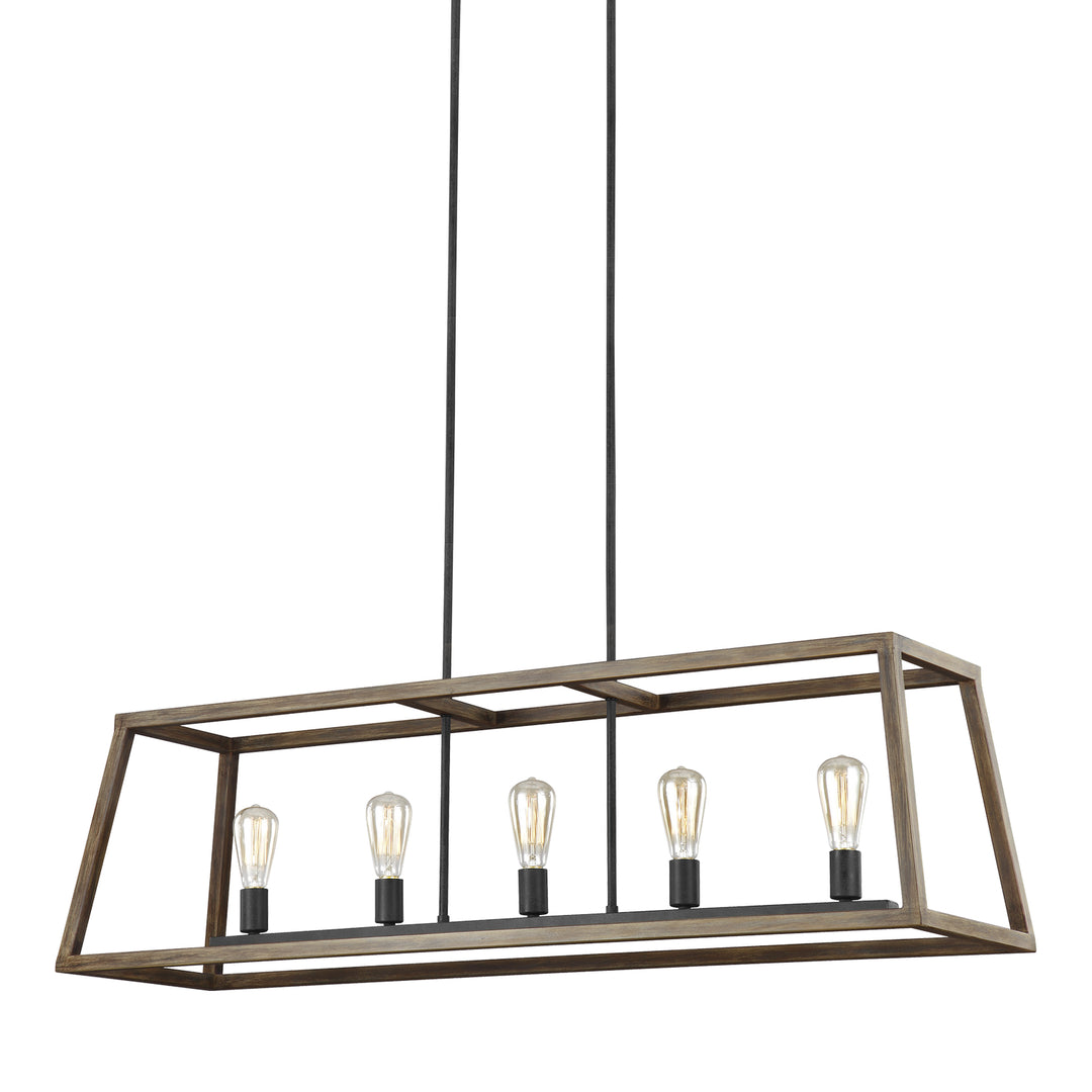 Visual Comfort Studio Canada - F3193/5WOW/AF - Five Light Linear Chandelier - Gannet - Weathered Oak Wood / Antique Forged Iron