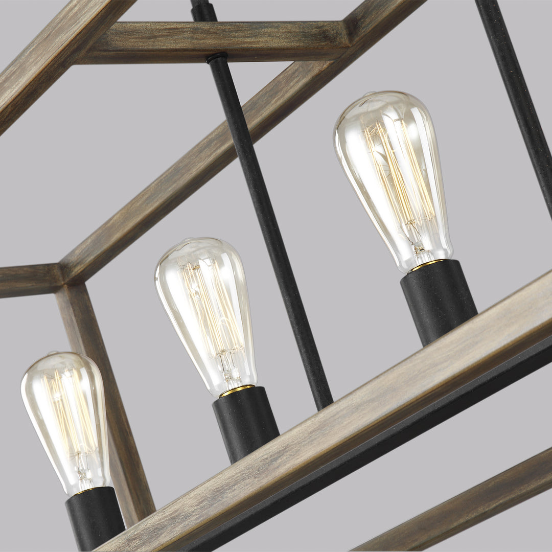 Visual Comfort Studio Canada - F3193/5WOW/AF - Five Light Linear Chandelier - Gannet - Weathered Oak Wood / Antique Forged Iron