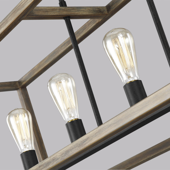 Visual Comfort Studio Canada - F3193/5WOW/AF - Five Light Linear Chandelier - Gannet - Weathered Oak Wood / Antique Forged Iron