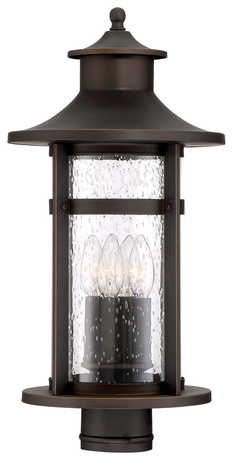 Highland Ridge Four Light Outdoor Post Mount in Oil Rubbed Bronze w/Gold Highlights - available from The Lighting Shoppe, trusted by Canadian homeowners
