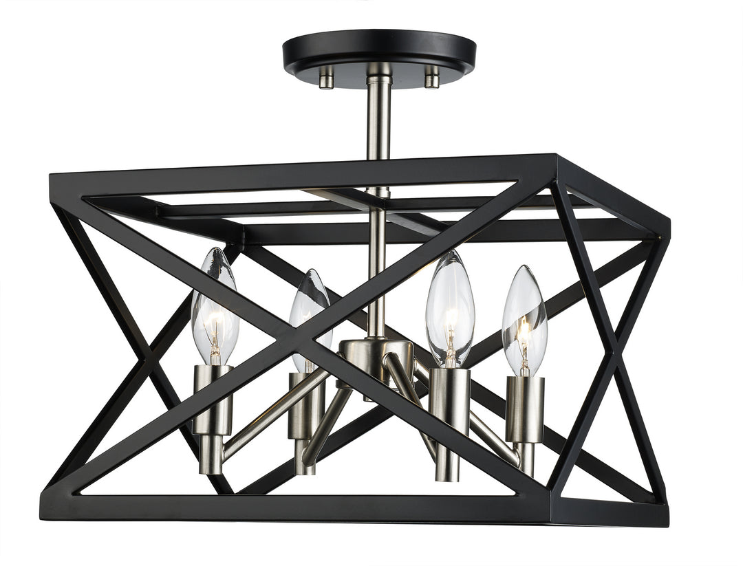 Four Light Semi-Flush Mount in Black / Brushed Nickel - available from The Lighting Shoppe, trusted by Canadian homeowners