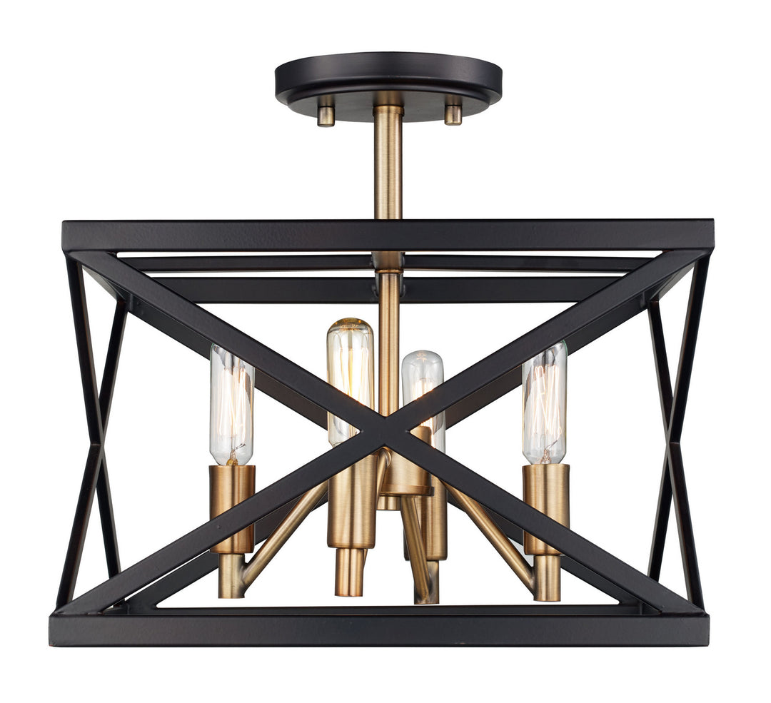 Four Light Semi-Flush Mount in Rubbed Oil Bronze/Antique Brass - available from The Lighting Shoppe, trusted by Canadian homeowners