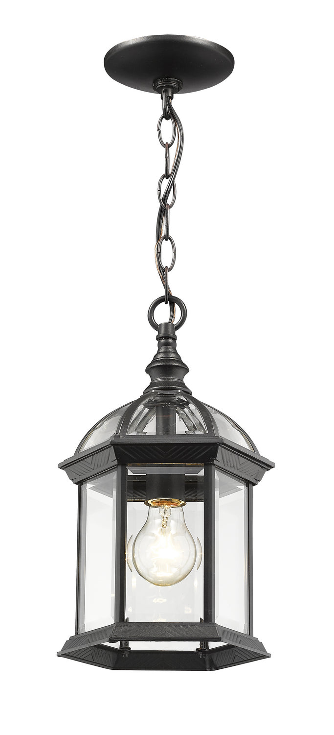 Annex One Light Outdoor Chain Mount Ceiling Fixture in Black - available from The Lighting Shoppe, trusted by Canadian homeowners