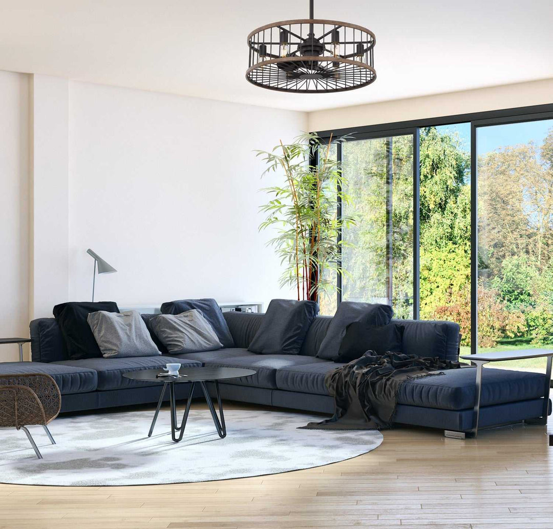 Kona Six Light Fan D'lier in Sapele Savoy House