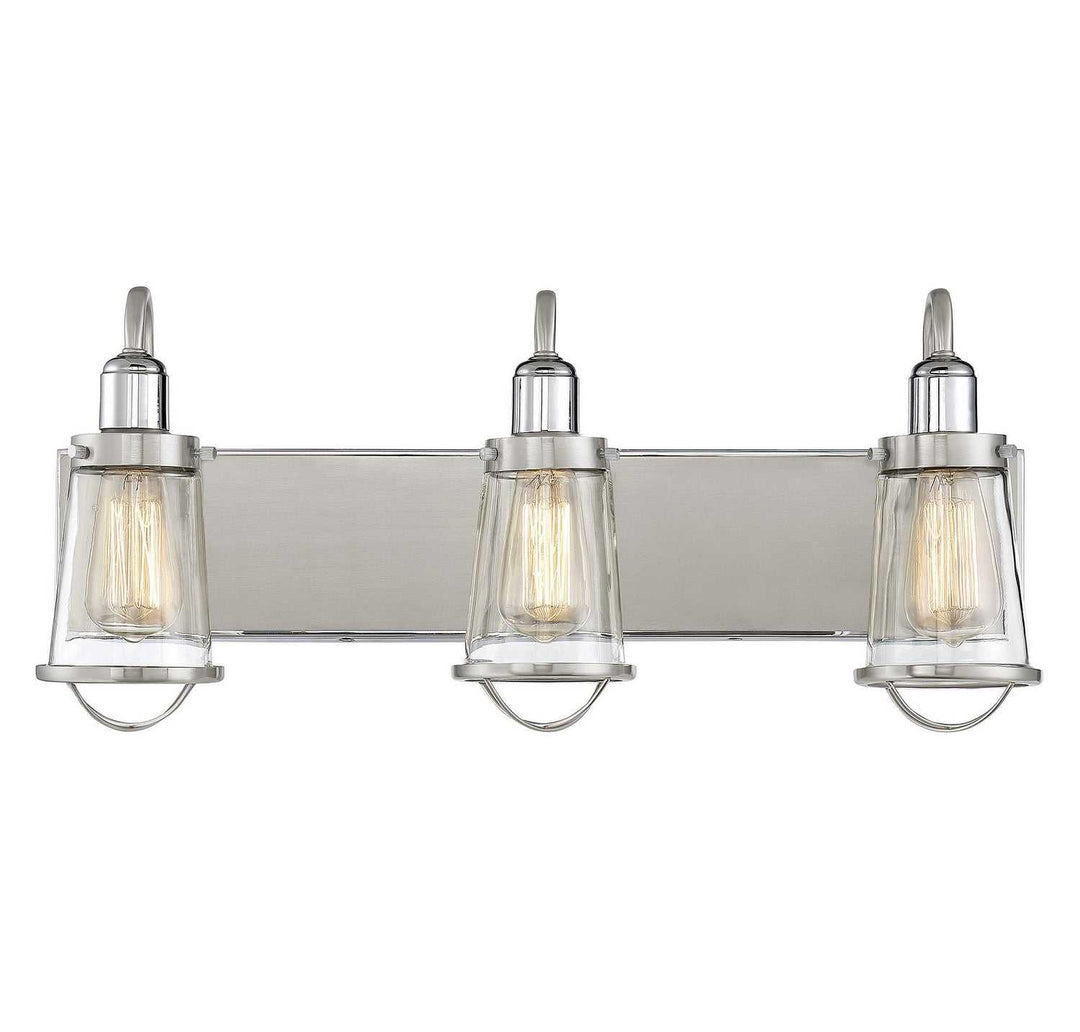 Savoy House - 8-1780-3-111 - Three Light Bath Bar - Lansing - Satin Nickel w/Polished Nickel