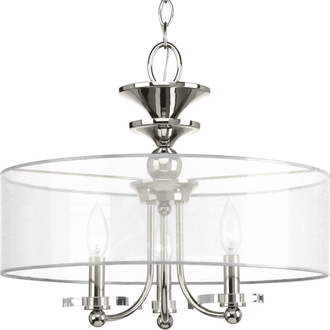 Marche' Three Light Semi-Flush Convertible in Polished Nickel - available from The Lighting Shoppe, trusted by Canadian homeowners