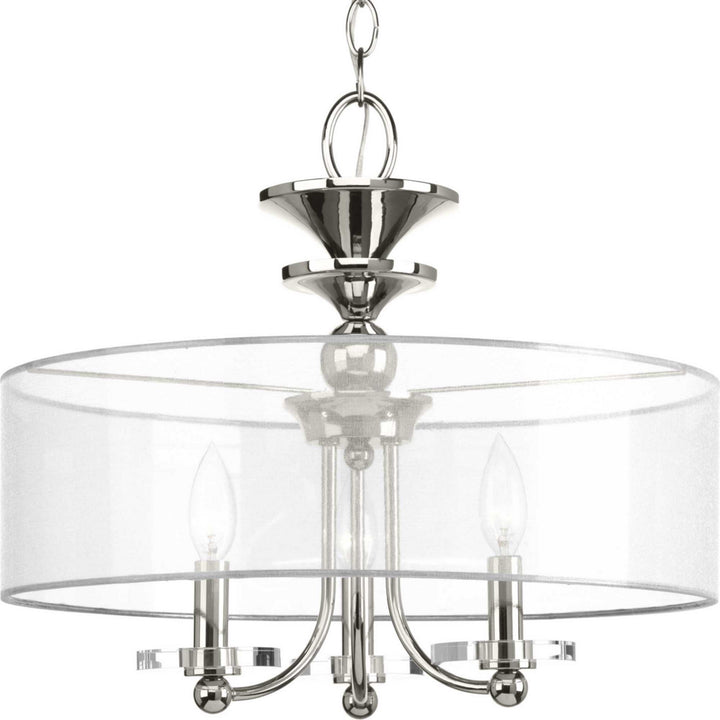 Marche' Three Light Semi-Flush Convertible in Polished Nickel - available from The Lighting Shoppe, trusted by Canadian homeowners