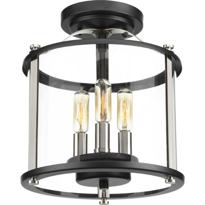 Squire Three Light Semi-Flush convertible in Black - available from The Lighting Shoppe, trusted by Canadian homeowners