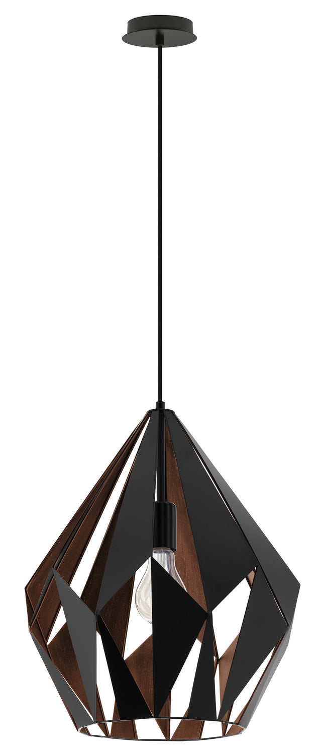 Carlton 1 One Light Pendant in Matte Black/ Copper - available from The Lighting Shoppe, trusted by Canadian homeowners
