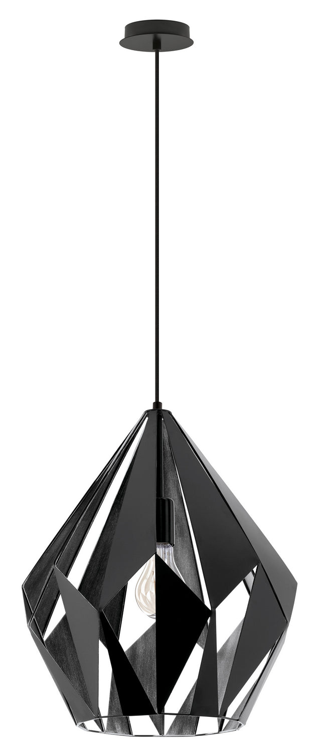 Carlton 1 One Light Pendant in Matte Black/Silver - available from The Lighting Shoppe, trusted by Canadian homeowners