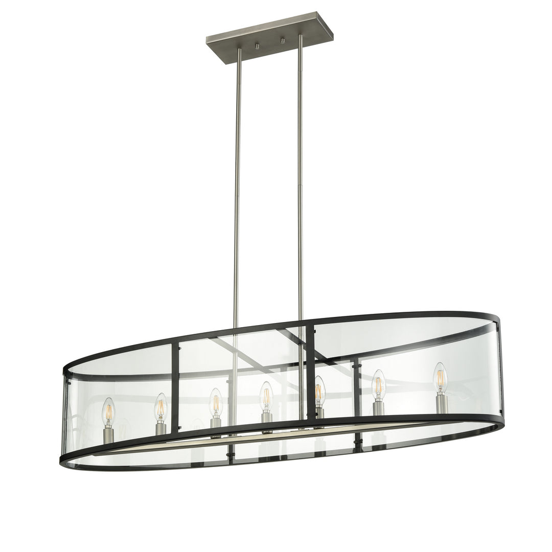 Downtown Seven Light Linear Pendant in Buffed Nickel And Graphite With Clear Glass - available from The Lighting Shoppe, trusted by Canadian homeowners