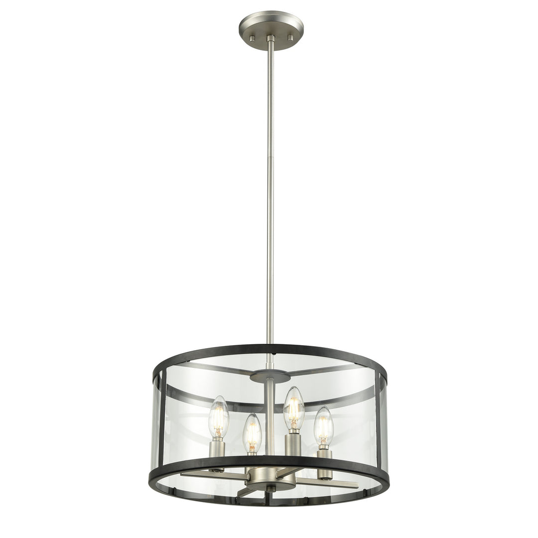 Downtown Four Light Pendant in Buffed Nickel And Graphite With Clear Glass - available from The Lighting Shoppe, trusted by Canadian homeowners
