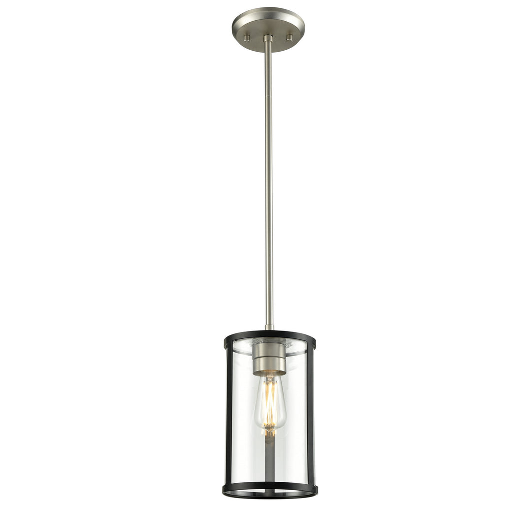 Downtown One Light Pendant in Buffed Nickel And Graphite With Clear Glass - available from The Lighting Shoppe, trusted by Canadian homeowners