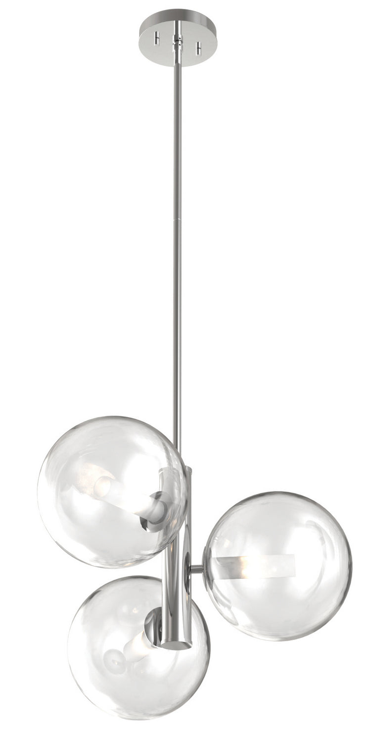 Courcelette Three Light Pendant in Chrome With Clear Glass - available from The Lighting Shoppe, trusted by Canadian homeowners