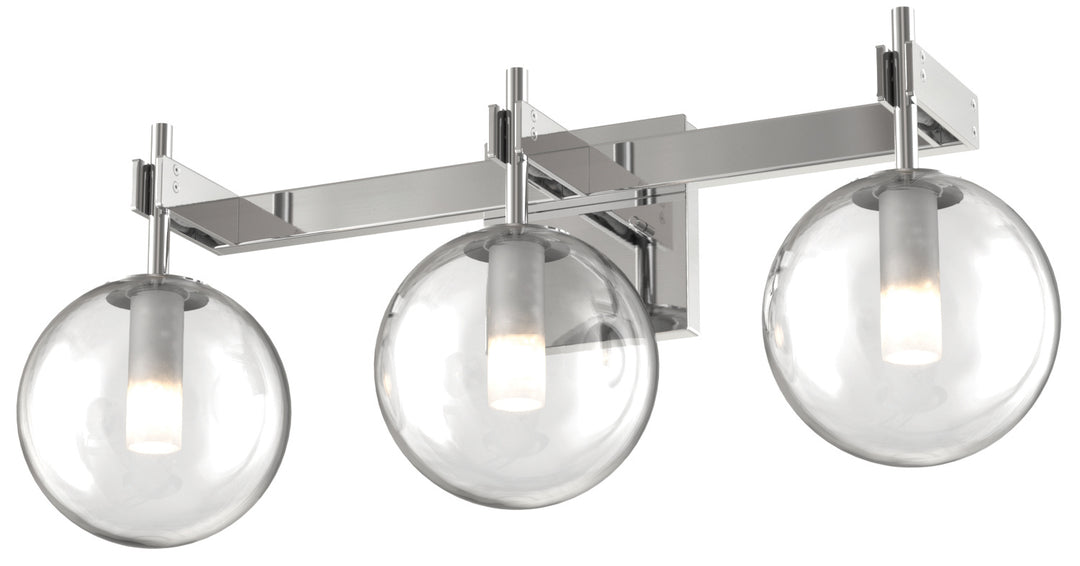 Courcelette Three Light Vanity in Chrome With Clear Glass - available from The Lighting Shoppe, trusted by Canadian homeowners