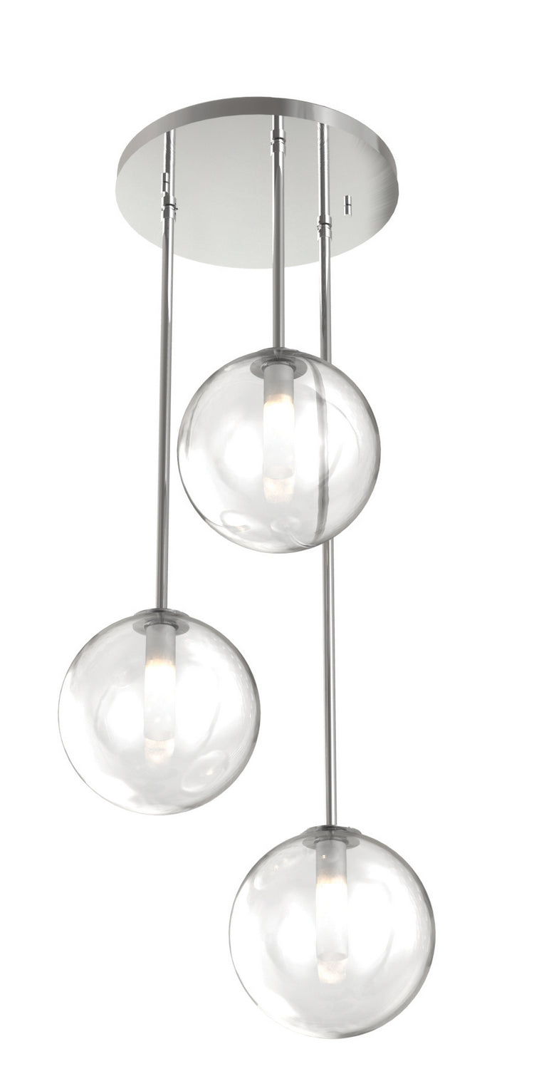 Courcelette Three Light Pendant in Chrome With Clear Glass - available from The Lighting Shoppe, trusted by Canadian homeowners