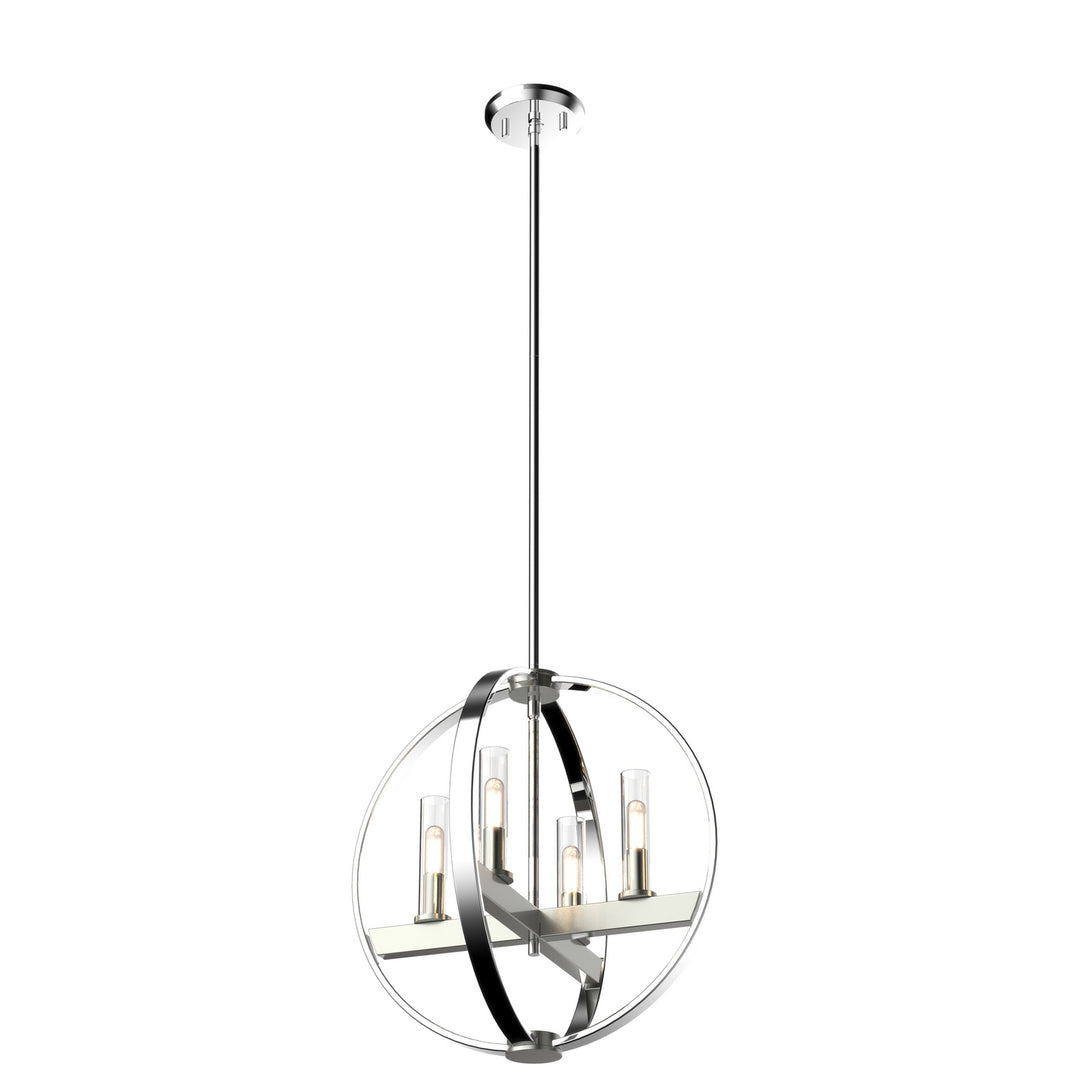 Mont Royal Four Light Pendant in Chrome And Satin Nickel With Clear Glass - available from The Lighting Shoppe, trusted by Canadian homeowners