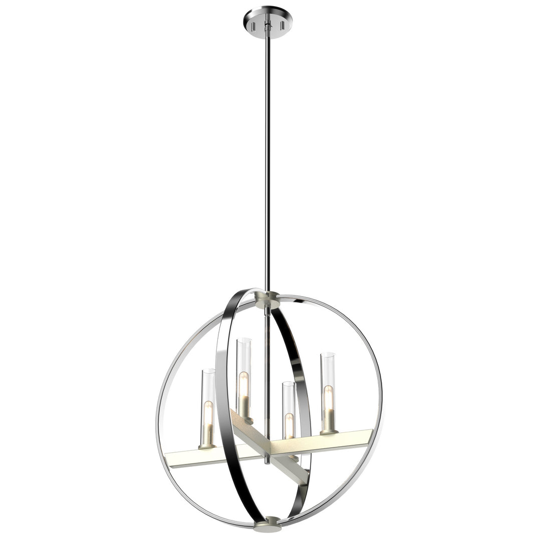 Mont Royal Four Light Pendant in Chrome And Satin Nickel With Clear Glass - available from The Lighting Shoppe, trusted by Canadian homeowners