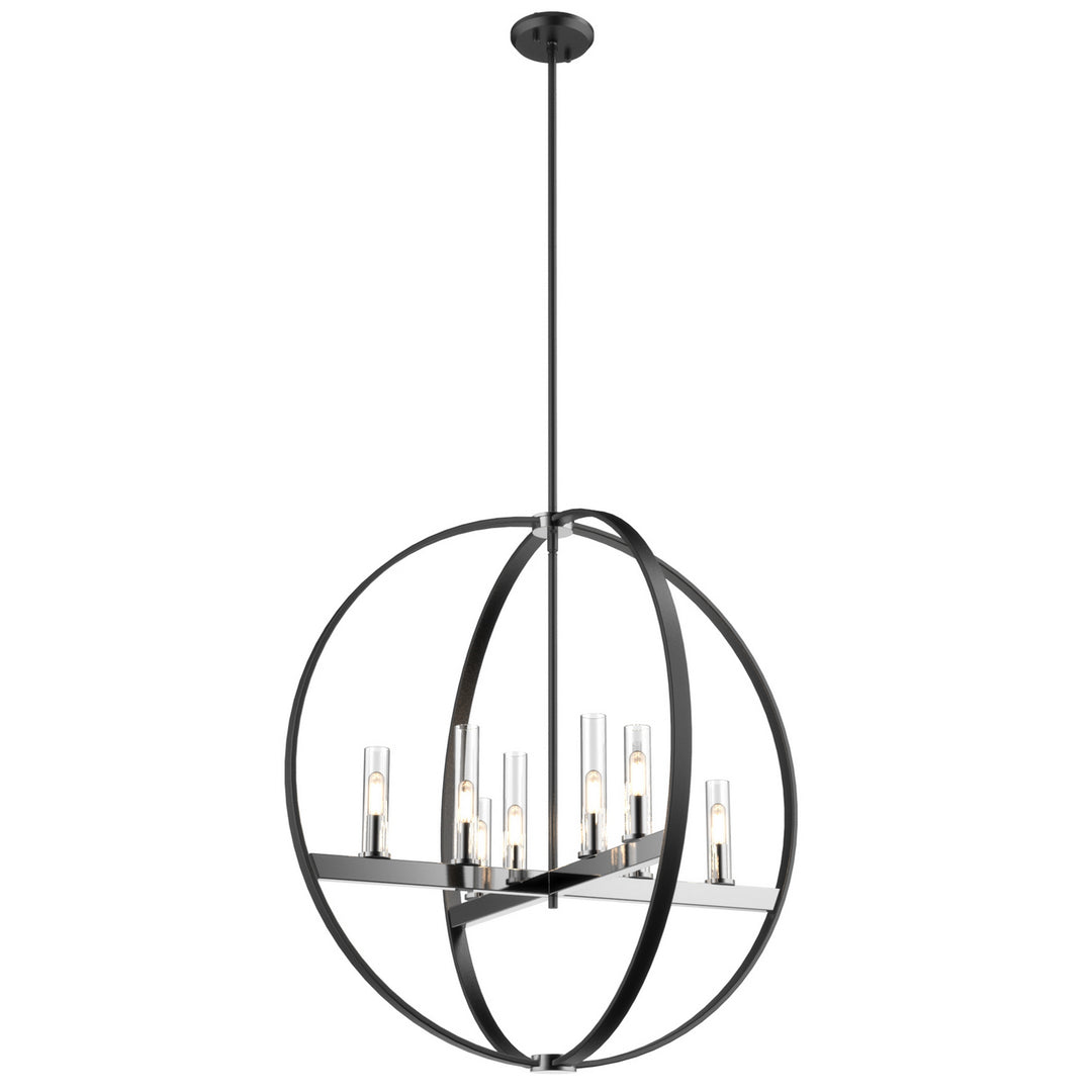 Mont Royal Eight Light Pendant in Chrome And Graphite With Clear Glass - available from The Lighting Shoppe, trusted by Canadian homeowners