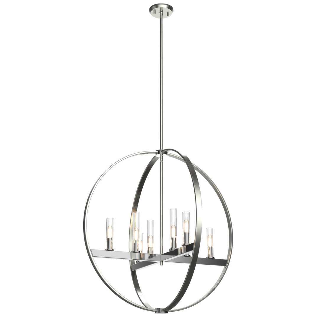 Mont Royal Eight Light Pendant in Chrome And Satin Nickel With Clear Glass - available from The Lighting Shoppe, trusted by Canadian homeowners