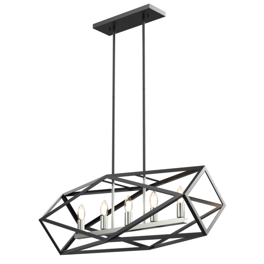DVI Canada - DVP29502SN/GR - Five Light Linear Pendant - Polygon - Satin Nickel And Graphite