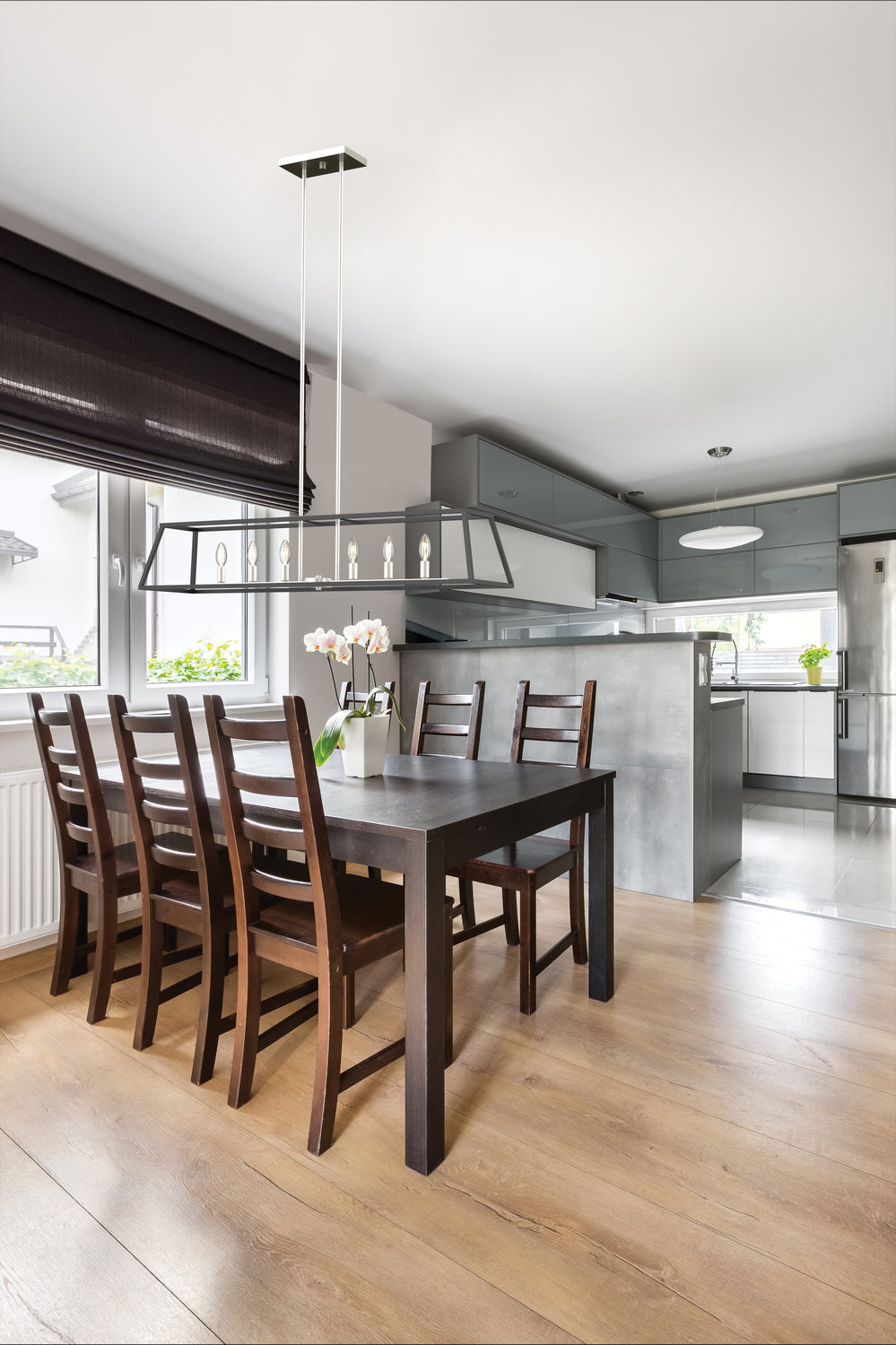 DVI Canada - DVP30002SN/GR - Six Light Linear Pendant - Laurentian - Satin Nickel And Graphite