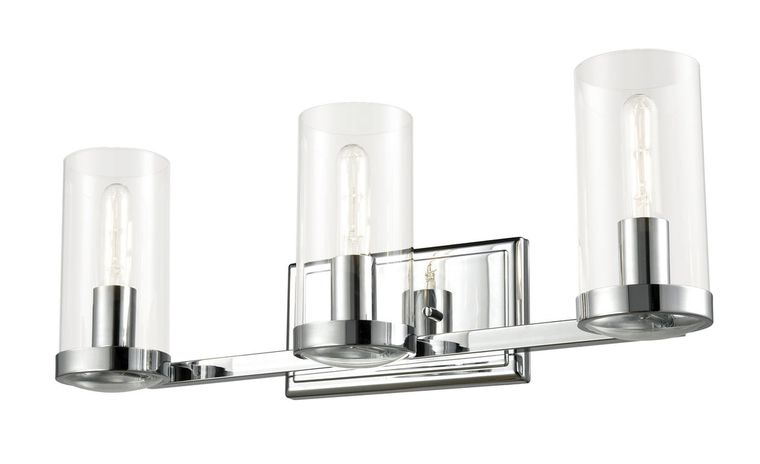 Erin Three Light Vanity in Chrome With Clear Glass - available from The Lighting Shoppe, trusted by Canadian homeowners