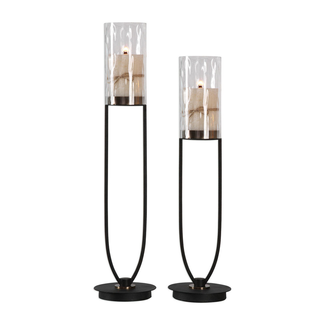 Durga Candleholders, Set/2 in Matte Black - available from The Lighting Shoppe, trusted by Canadian homeowners