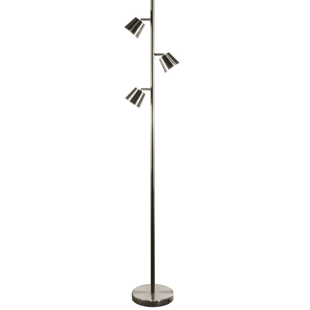 Modern LED Floor Lamp in Satin Chrome - available from The Lighting Shoppe, trusted by Canadian homeowners