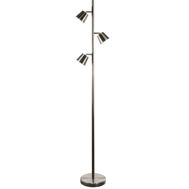 Modern LED Floor Lamp in Satin Chrome - available from The Lighting Shoppe, trusted by Canadian homeowners