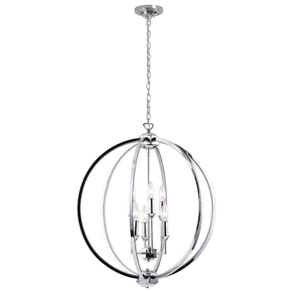 Karland Six Light Chandelier in Polished Chrome - available from The Lighting Shoppe, trusted by Canadian homeowners