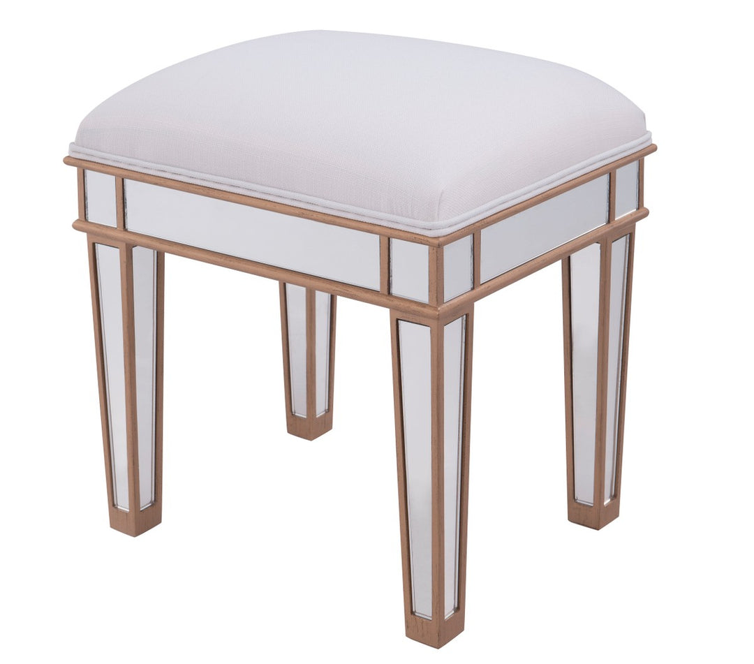Contempo Dressing Stool in Hand Rubbed Antique Gold - available from The Lighting Shoppe, trusted by Canadian homeowners