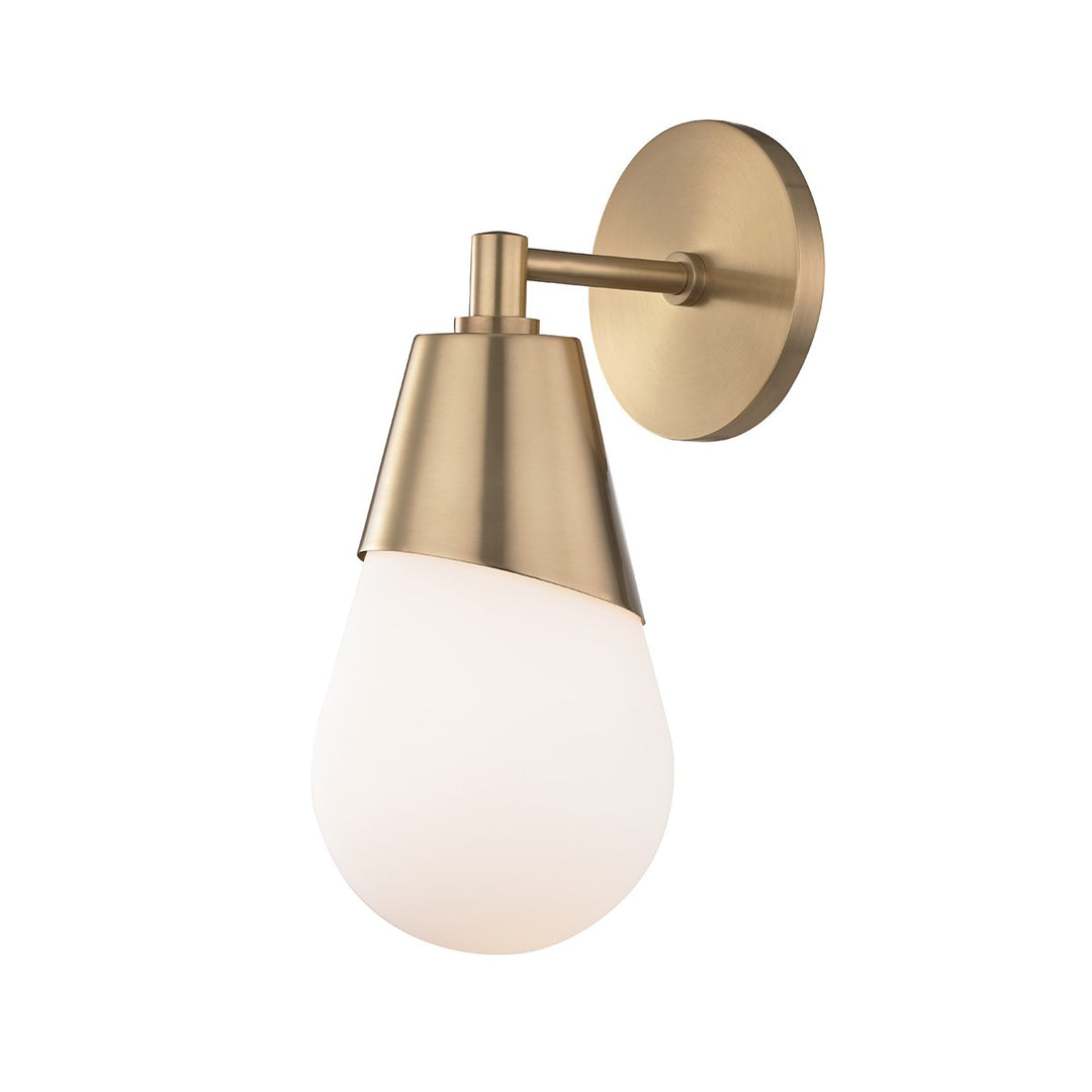 Cora One Light Wall Sconce in Aged Brass - available from The Lighting Shoppe, trusted by Canadian homeowners