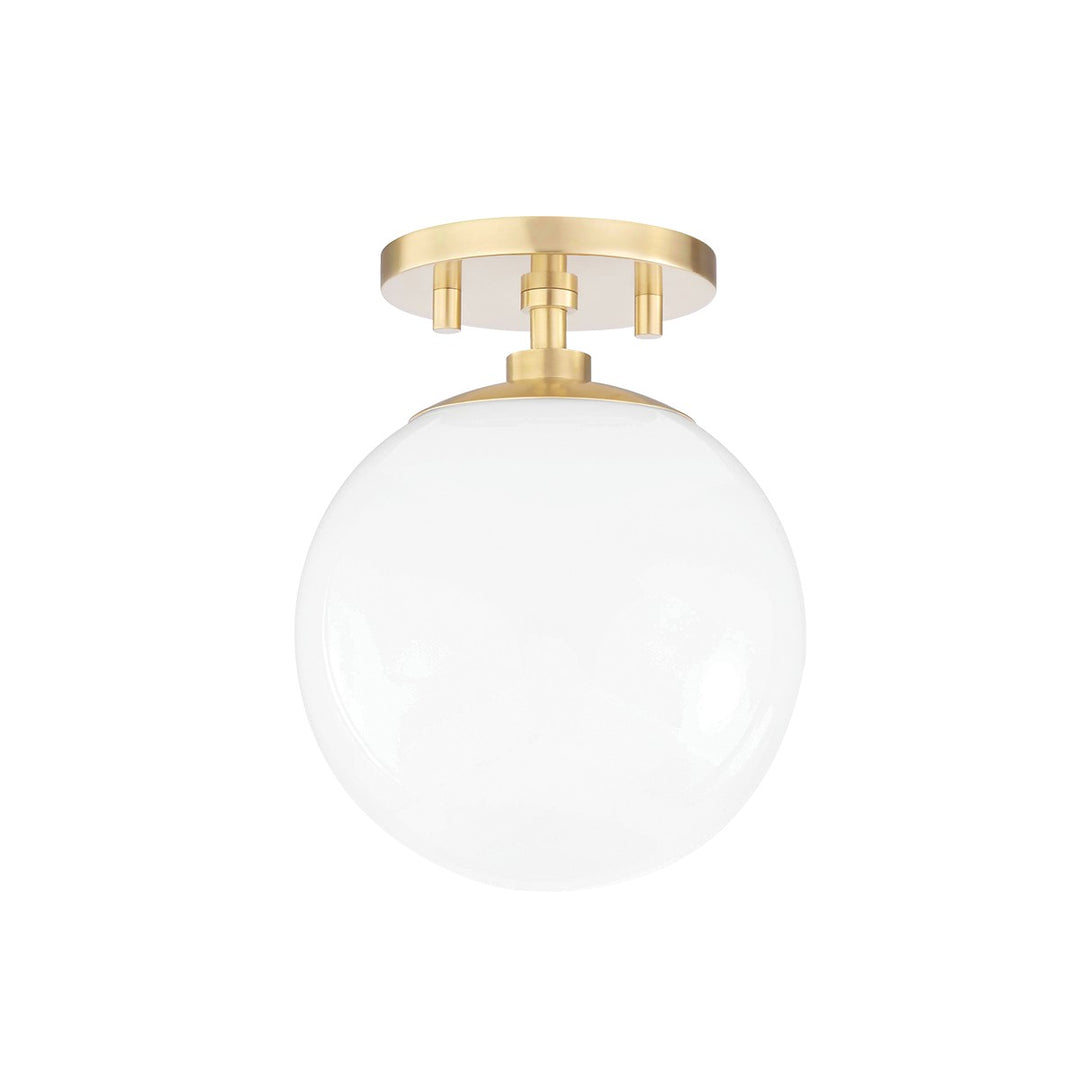 Stella One Light Semi Flush Mount in Aged Brass - available from The Lighting Shoppe, trusted by Canadian homeowners