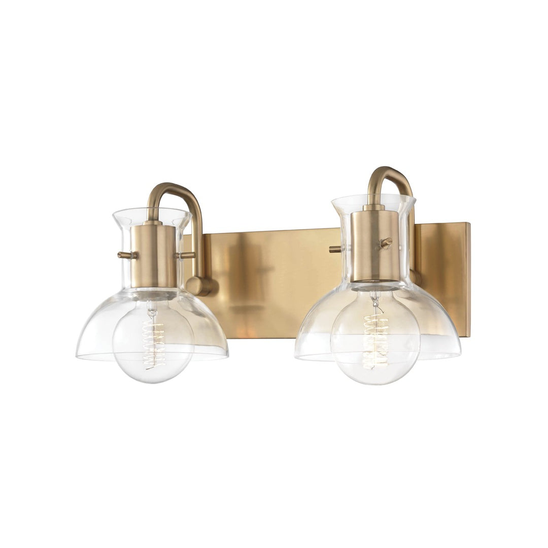 Riley Two Light Bath and Vanity in Aged Brass - available from The Lighting Shoppe, trusted by Canadian homeowners